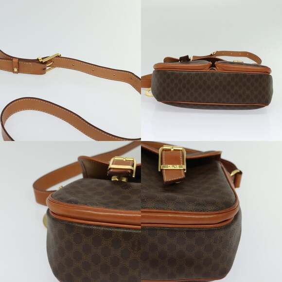 CELINE Macadam Canvas Hand Bag Pvc Leather Brown Gold - Picture 10 of 13